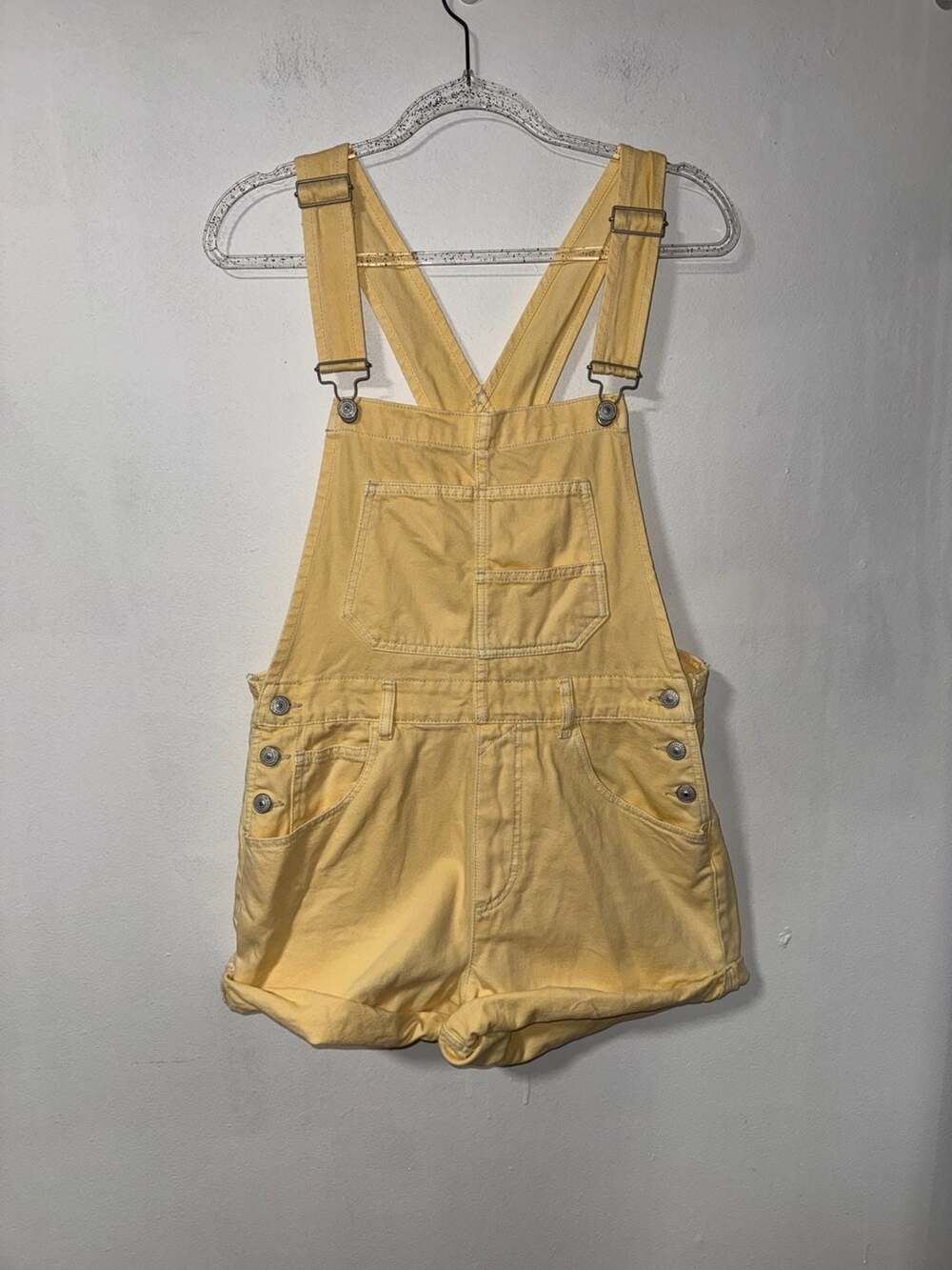 We The Free Ziggy Shortall Size S Yellow Denim Overalls Romper